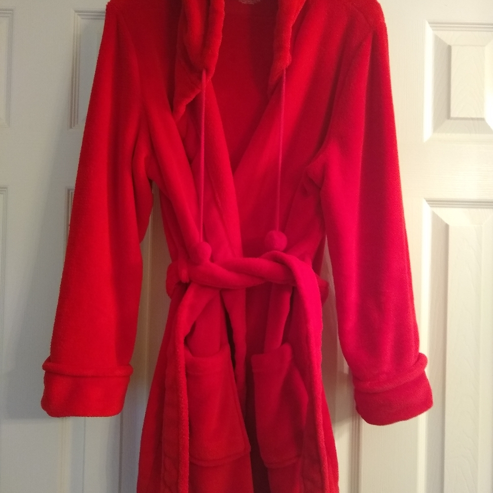 Red plush bathrobe